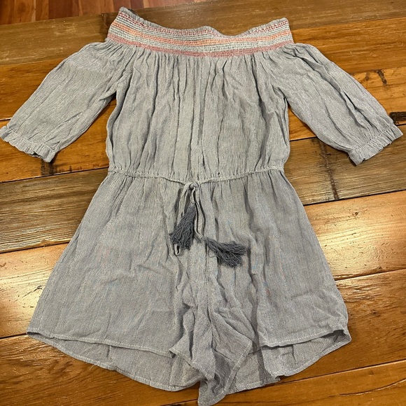 Elan Blue Off-the-Shoulder Romper Size M
